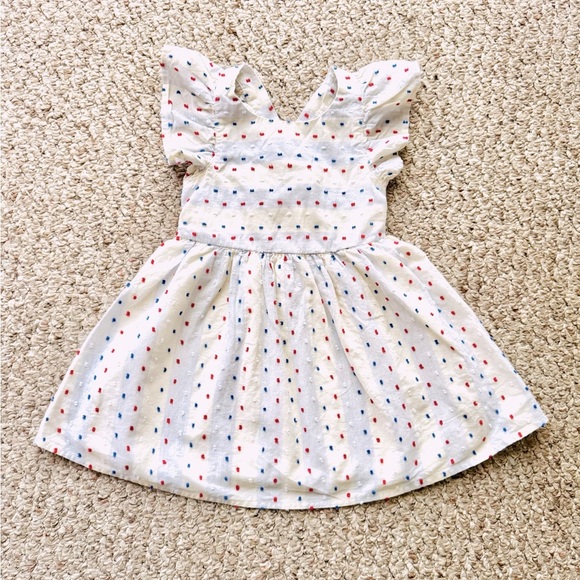 Cat & Jack White Patriotic Sleeveless Ruffle Dress Size 2T - Picture 1 of 5